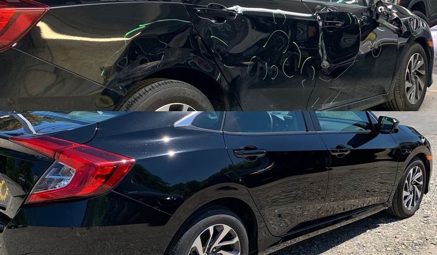 photo of man removing glass from car
